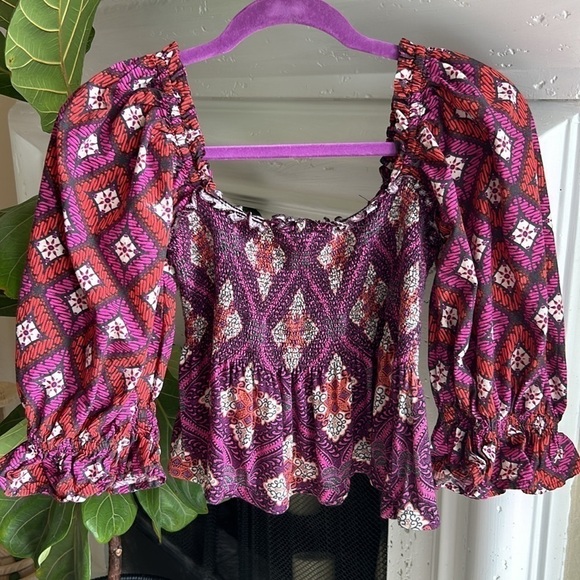 Anthropologie Puff Sleeve Smocked Top - Picture 8 of 8